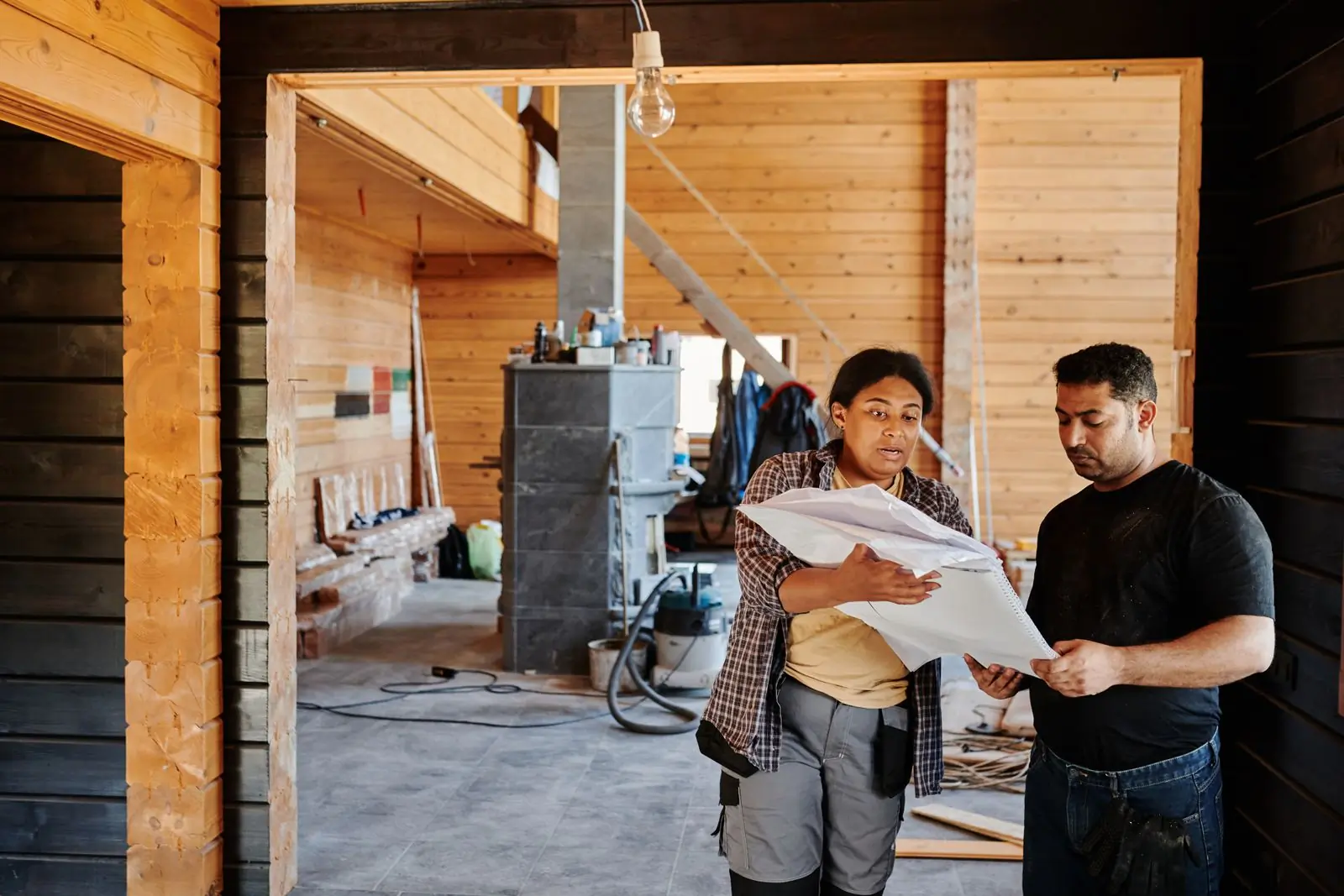 A survey visit, going through the drawings on site