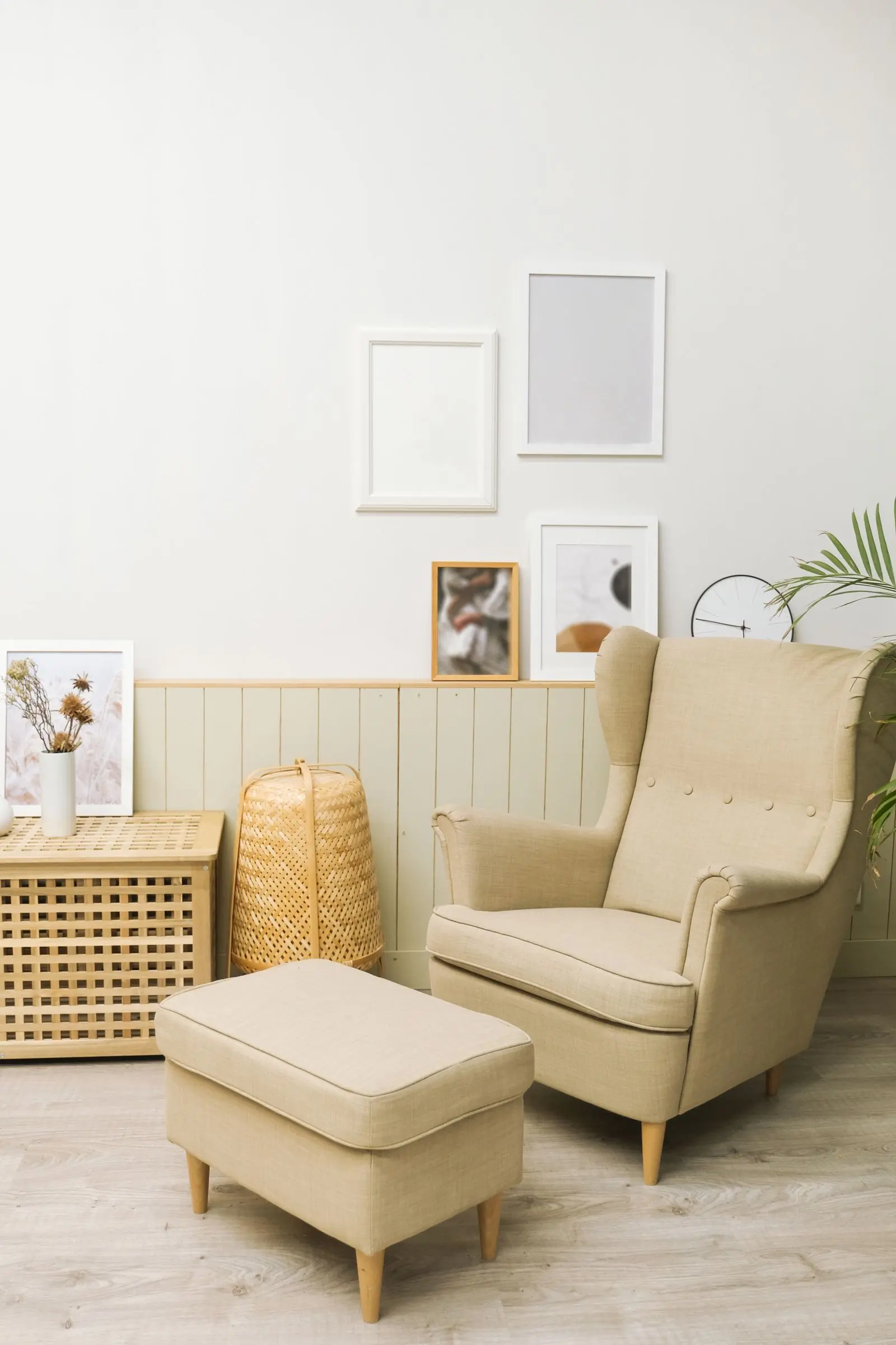 A single armchair in a minimal corner