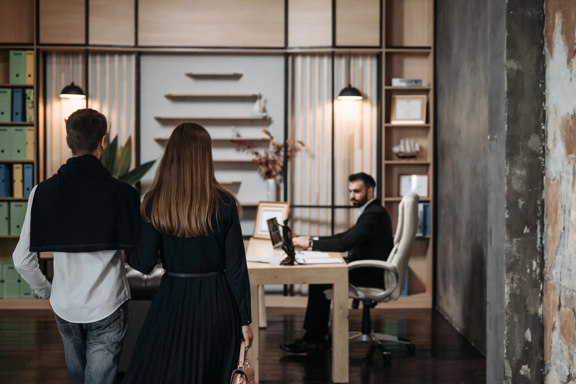 A client arriving for a consultation at the firm's offices