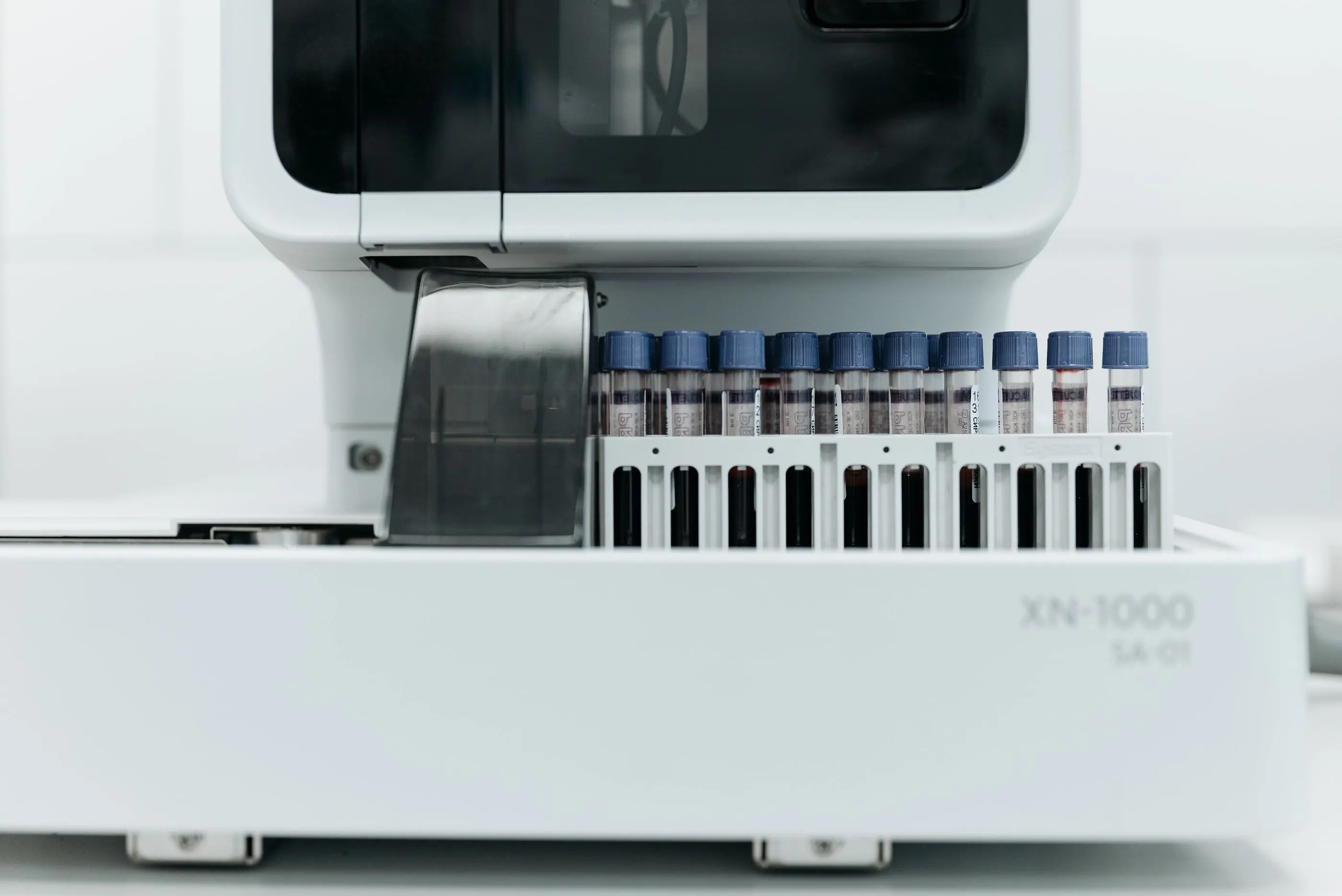 Sample tubes loaded into an automated analyser