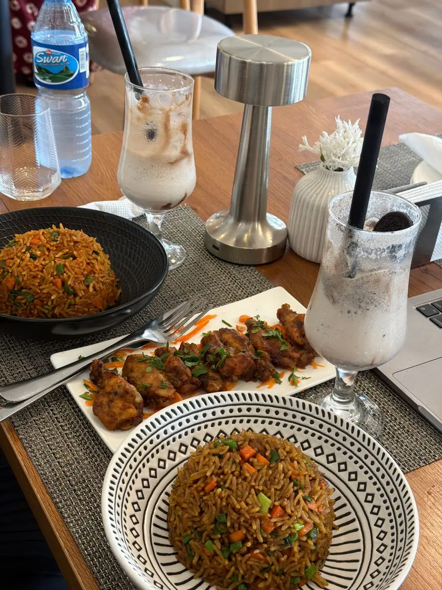 Jollof rice and grilled chicken
