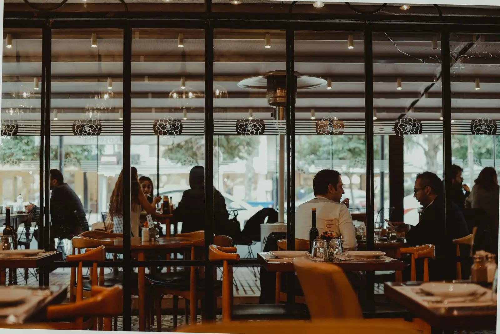 A full dining room at Basil on a Friday evening