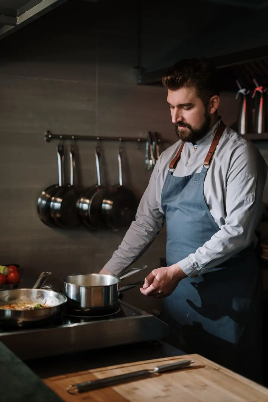 Kojo Mensah, head chef at Basil, at the pass