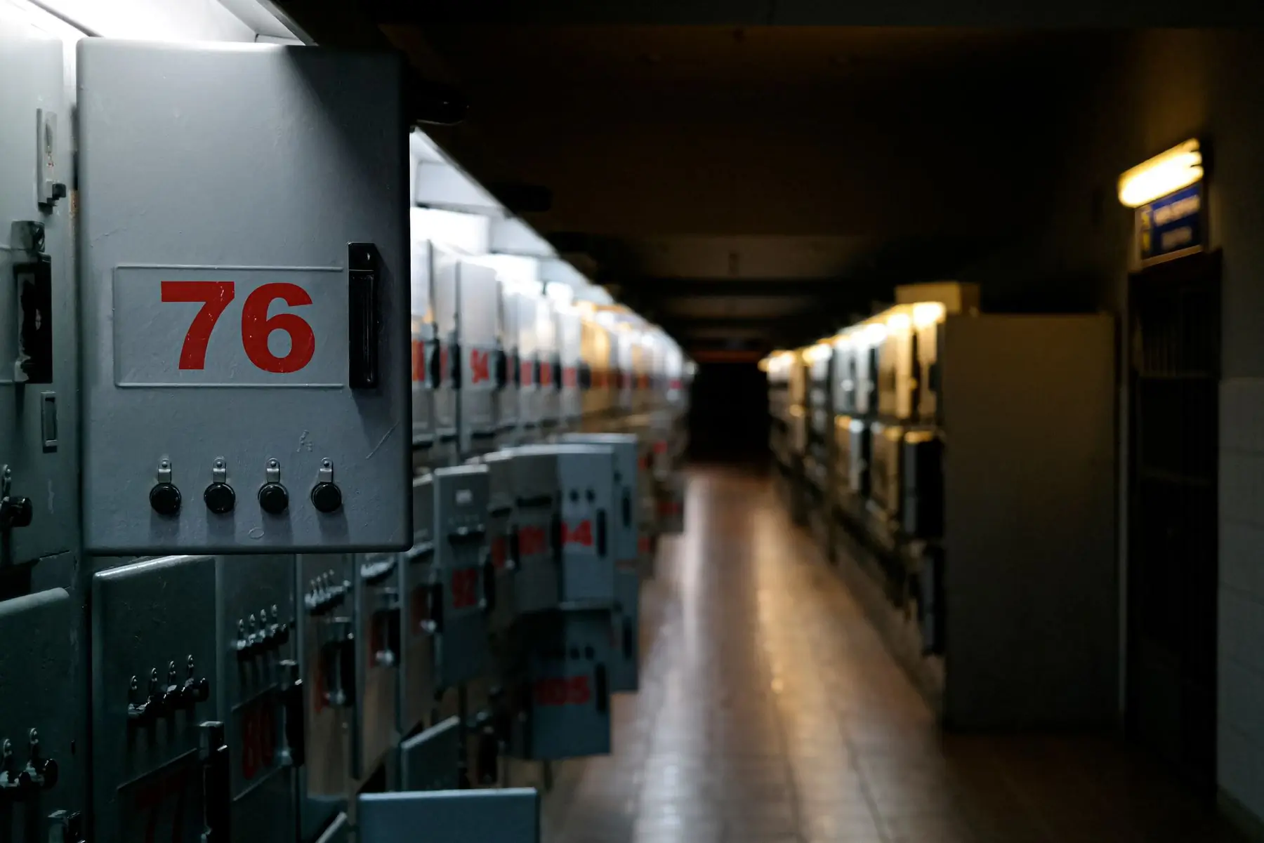 A switchroom lined with distribution boards