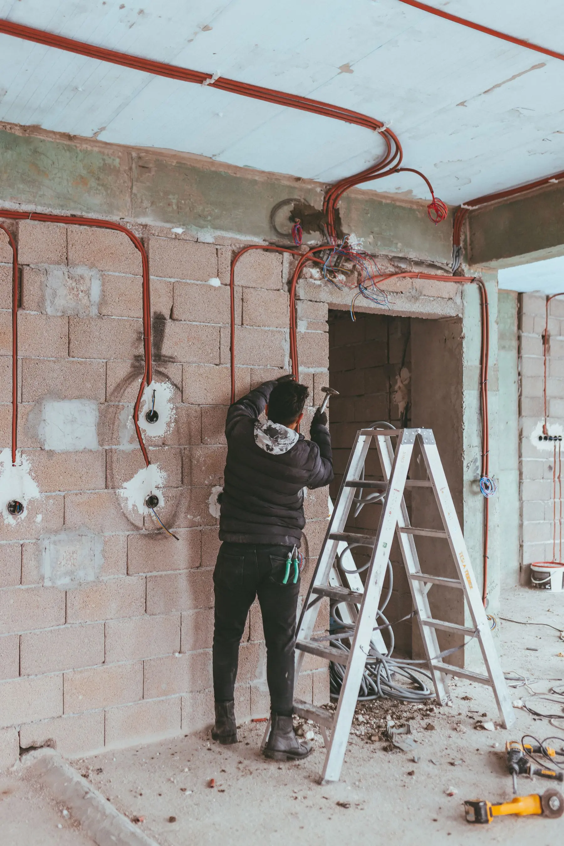First-fix conduit on a rewire in Accra