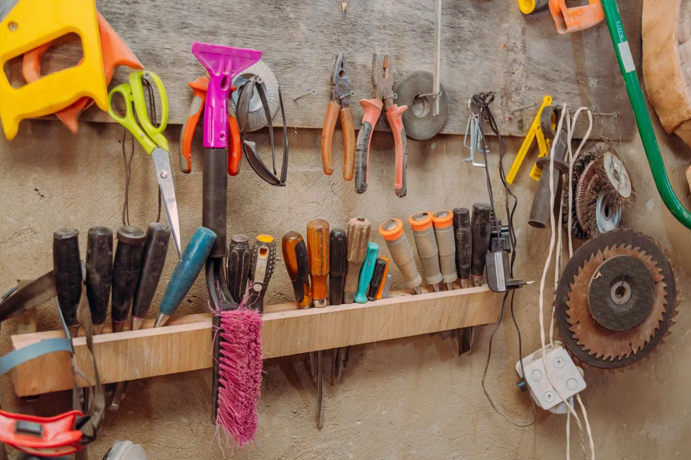 The tool wall in the Spintex Road workshop