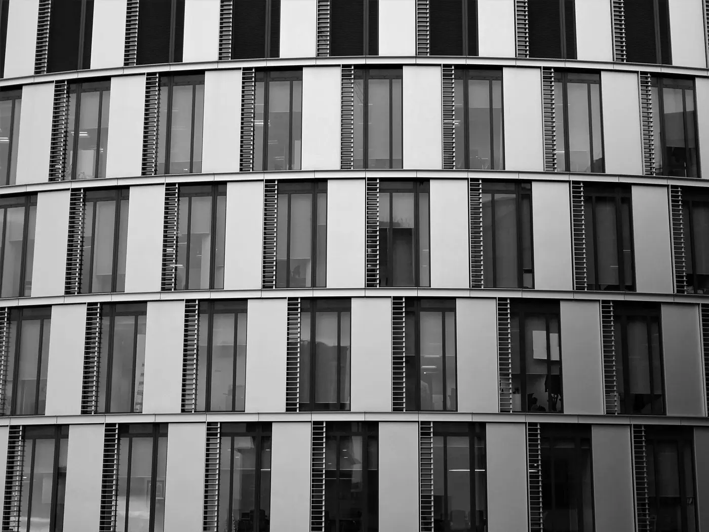 The banded facade of a completed clinical building