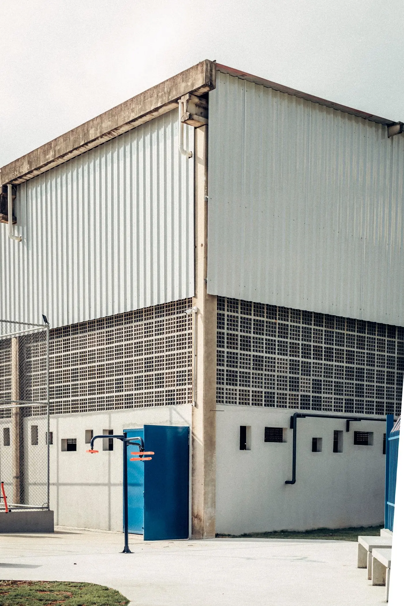 A completed steel-framed logistics building