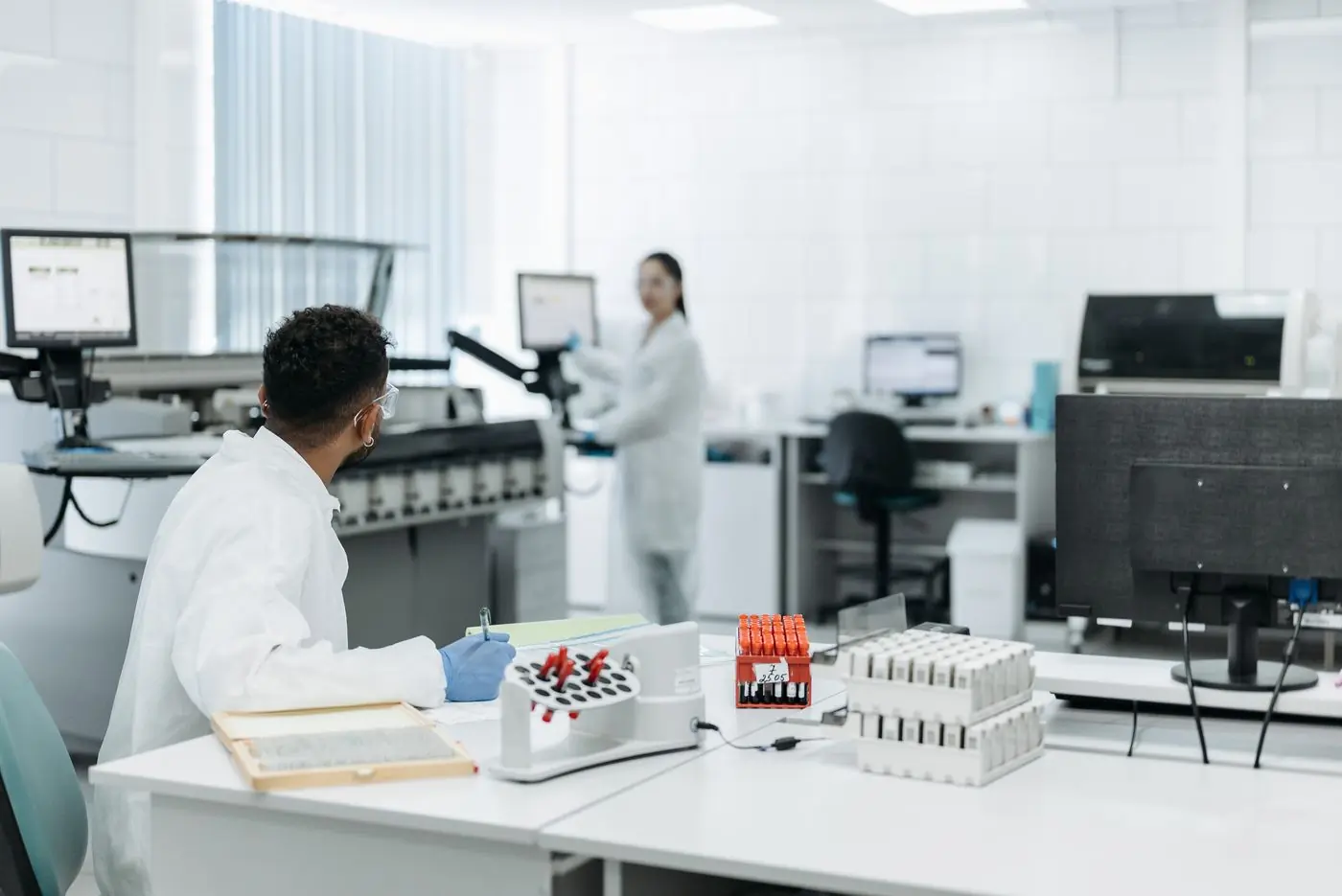 Laboratory staff at work in the clinic's own laboratory