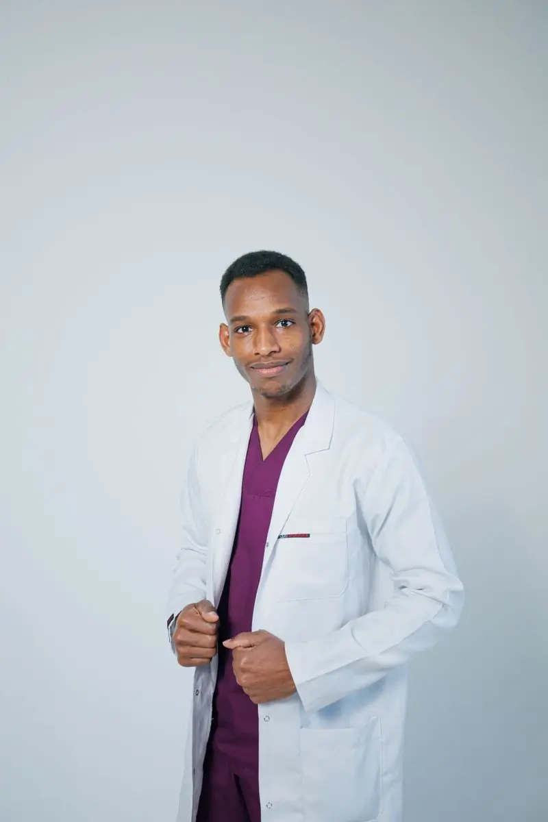 Portrait of an internal-medicine doctor in a white lab coat
