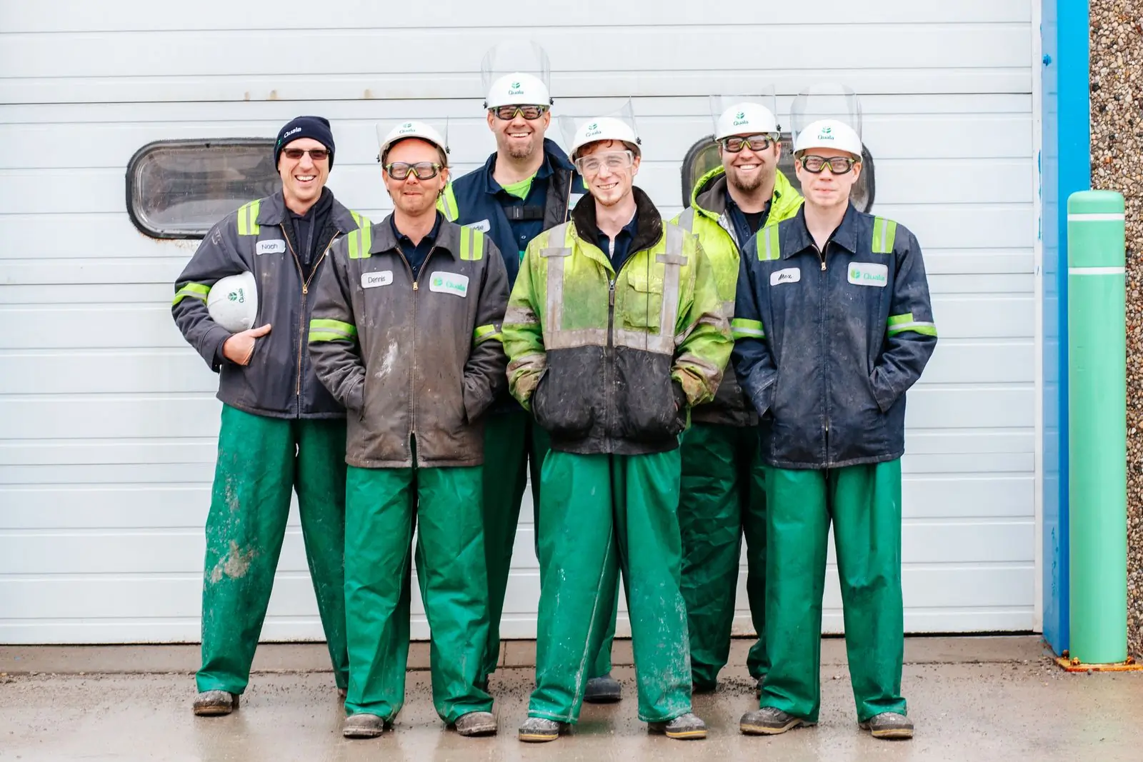 A Handy crew outside the Tema depot at the start of a shift