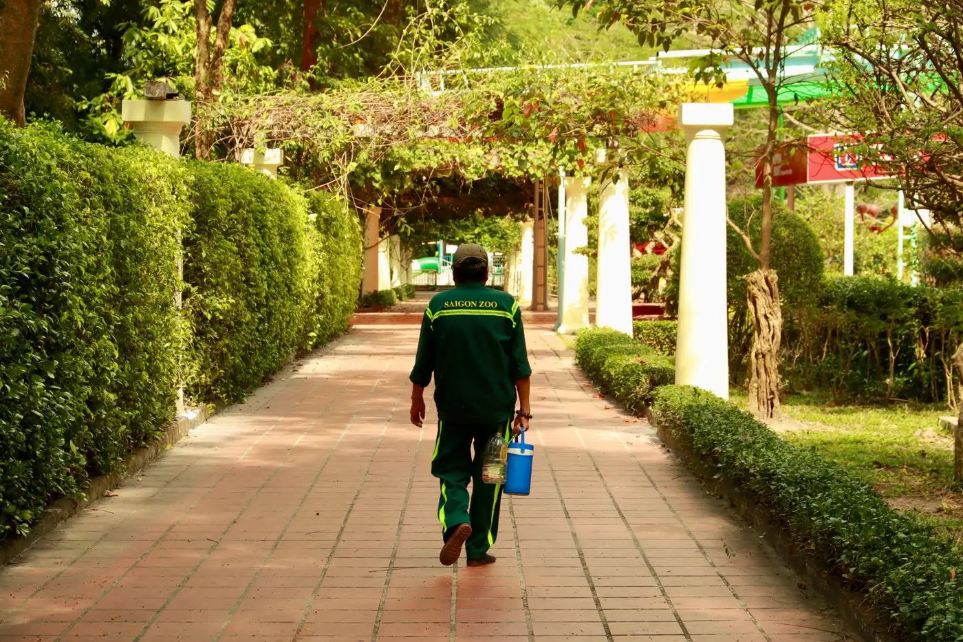 A planted walkway maintained on a Handy grounds round