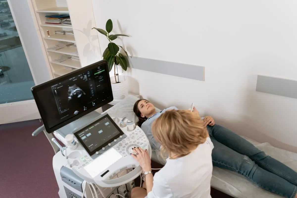 An ultrasound scan under way in the antenatal clinic