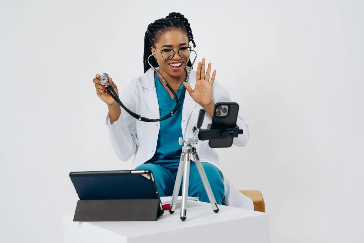 A doctor beginning a Hope Direct video consultation