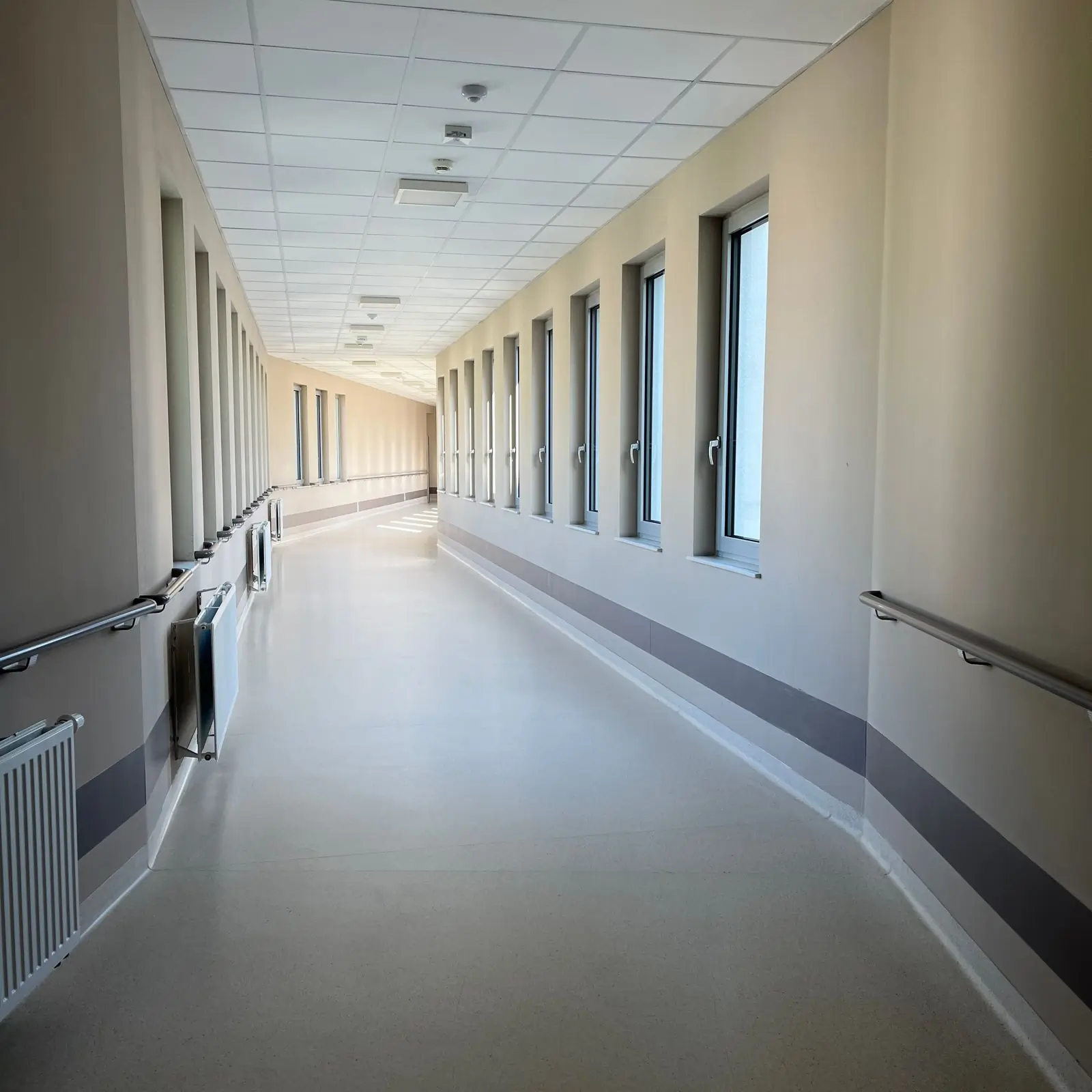 The corridor running the length of the centre's outpatient floor