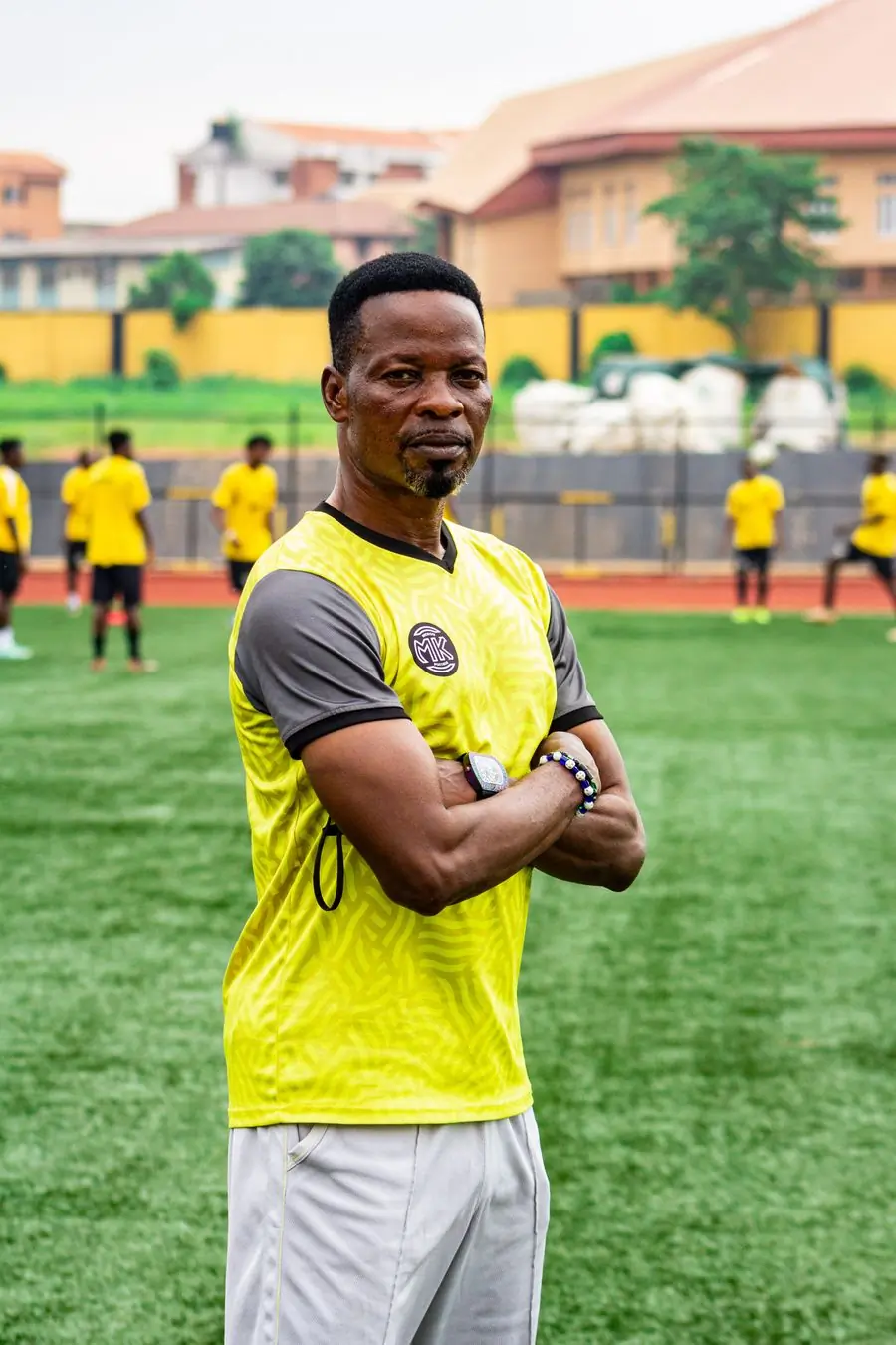 Kwabena Owusu, camp director, on the training pitch