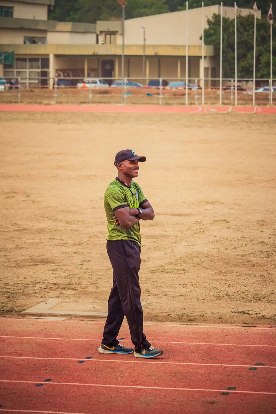 Nii Armah Tetteh, head of swimming and safety, watching a session