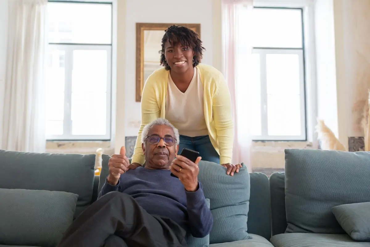 A patient and his nurse at home in Accra