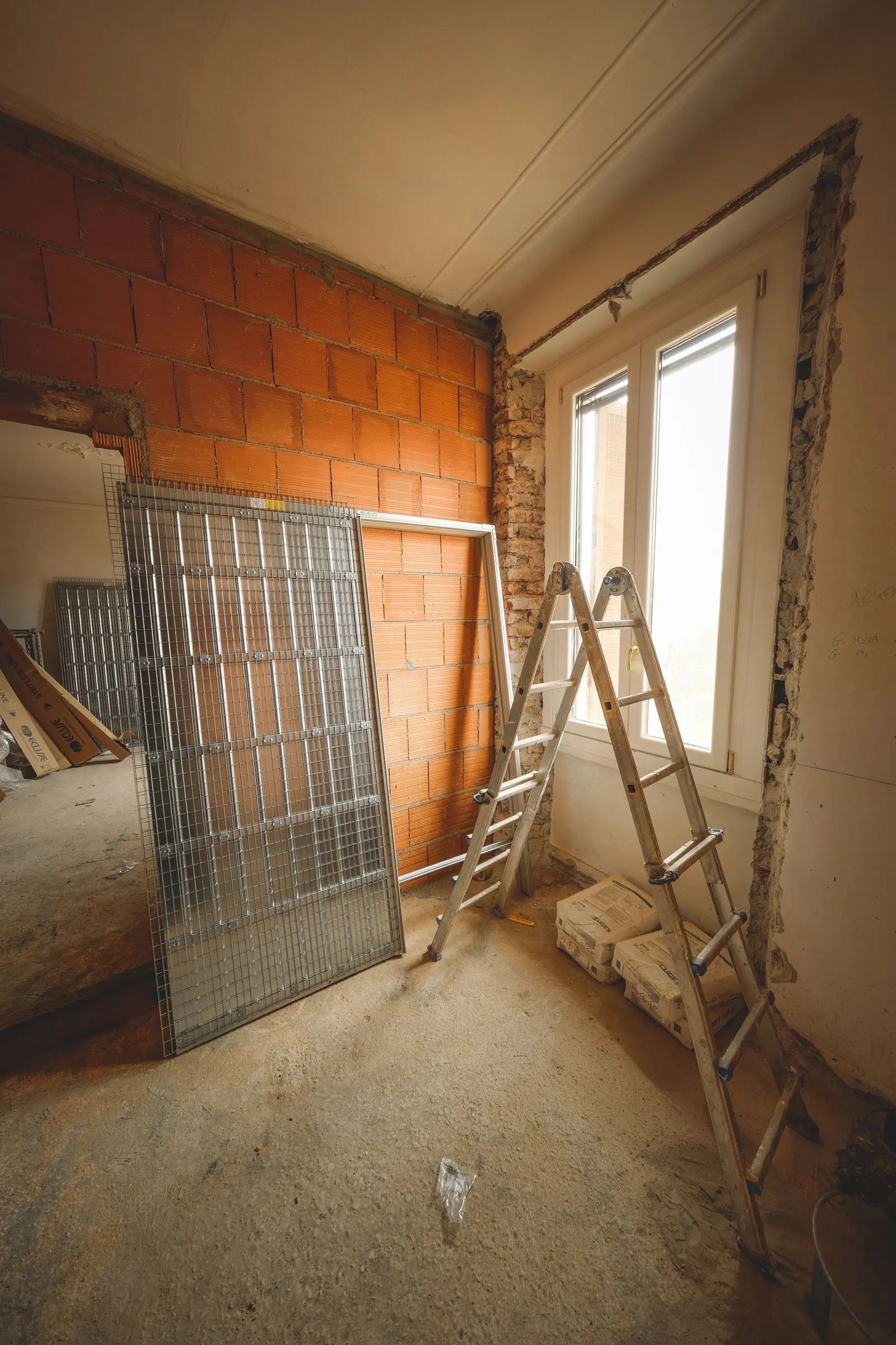 A fit-out in progress with a ladder and tools