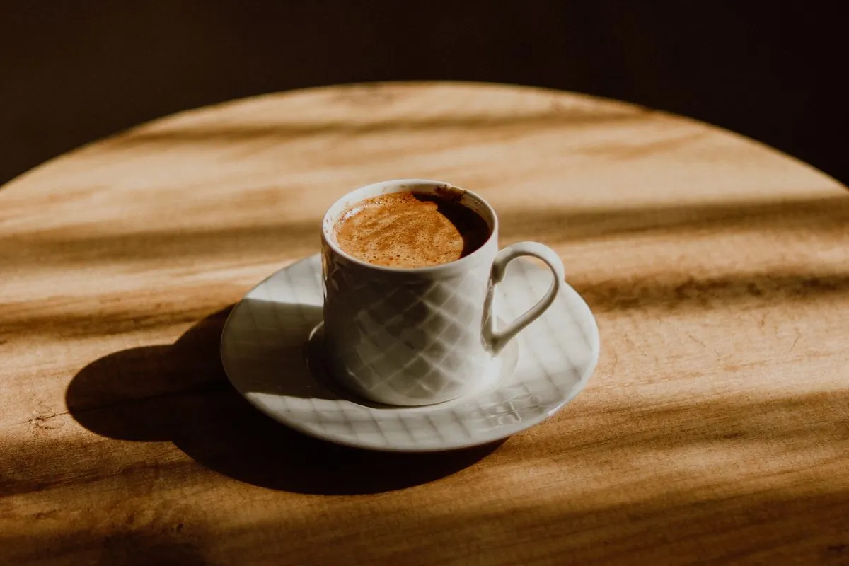 A cup of coffee in morning light
