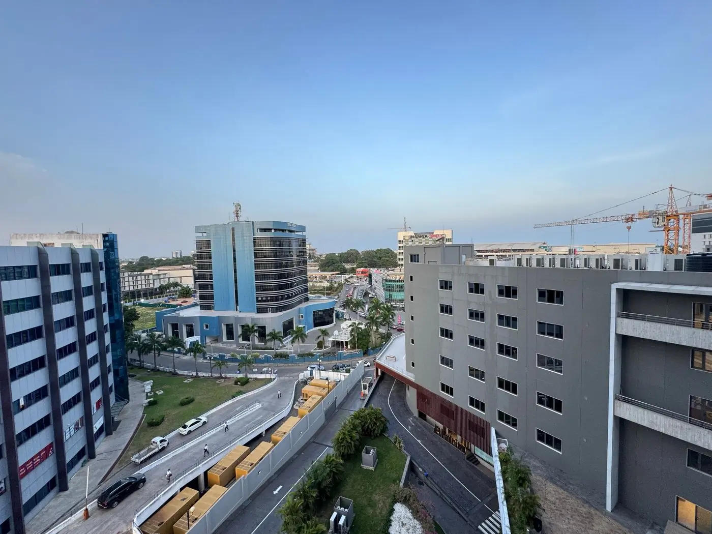 A view across the rooftops and streets of central Accra