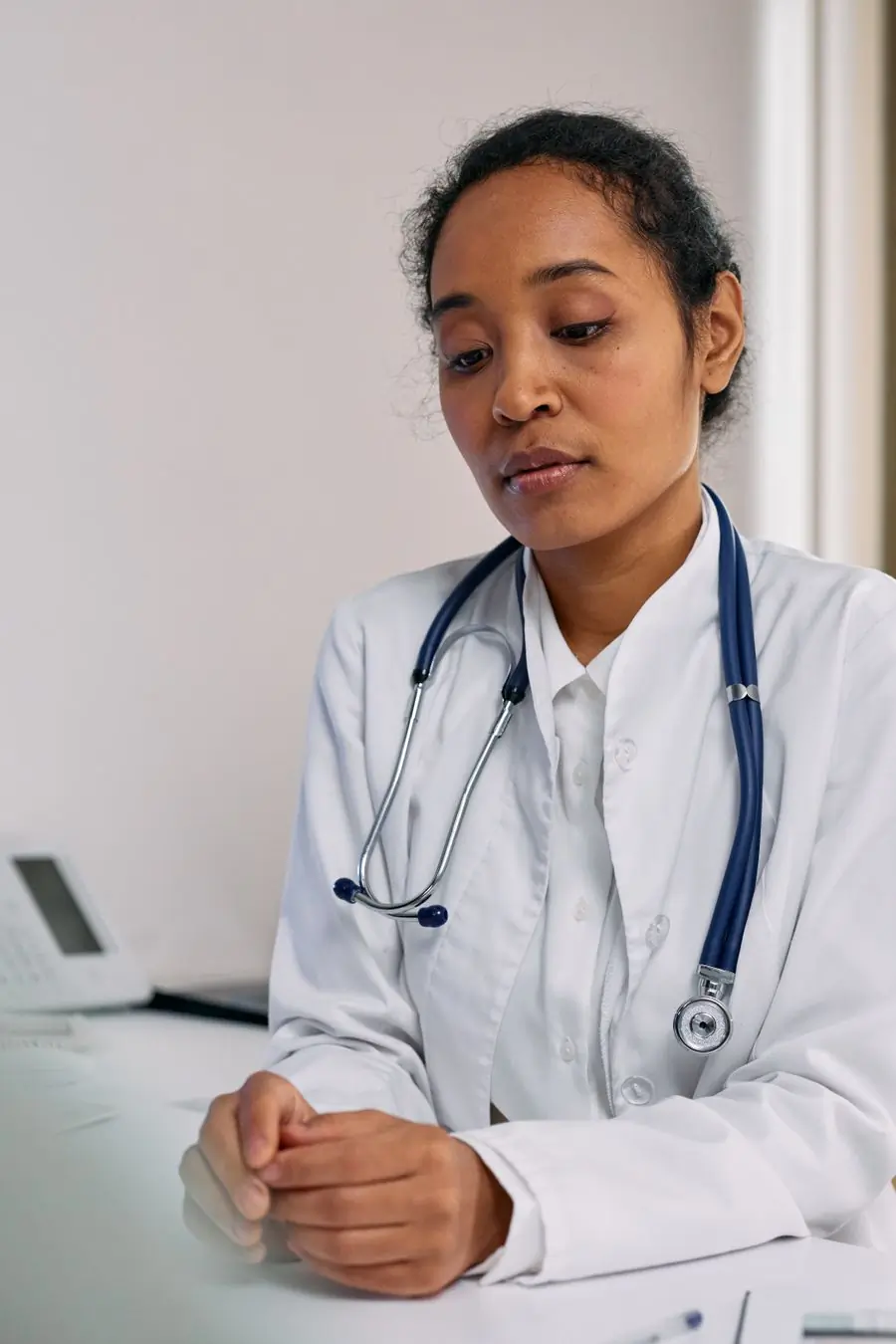 Dr. Hafsah Ibrahim, obstetrician and gynaecologist, with a stethoscope