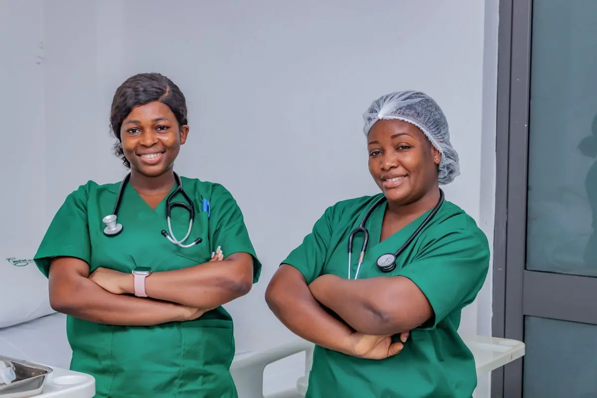 Two of the clinic's nurses in the corridor