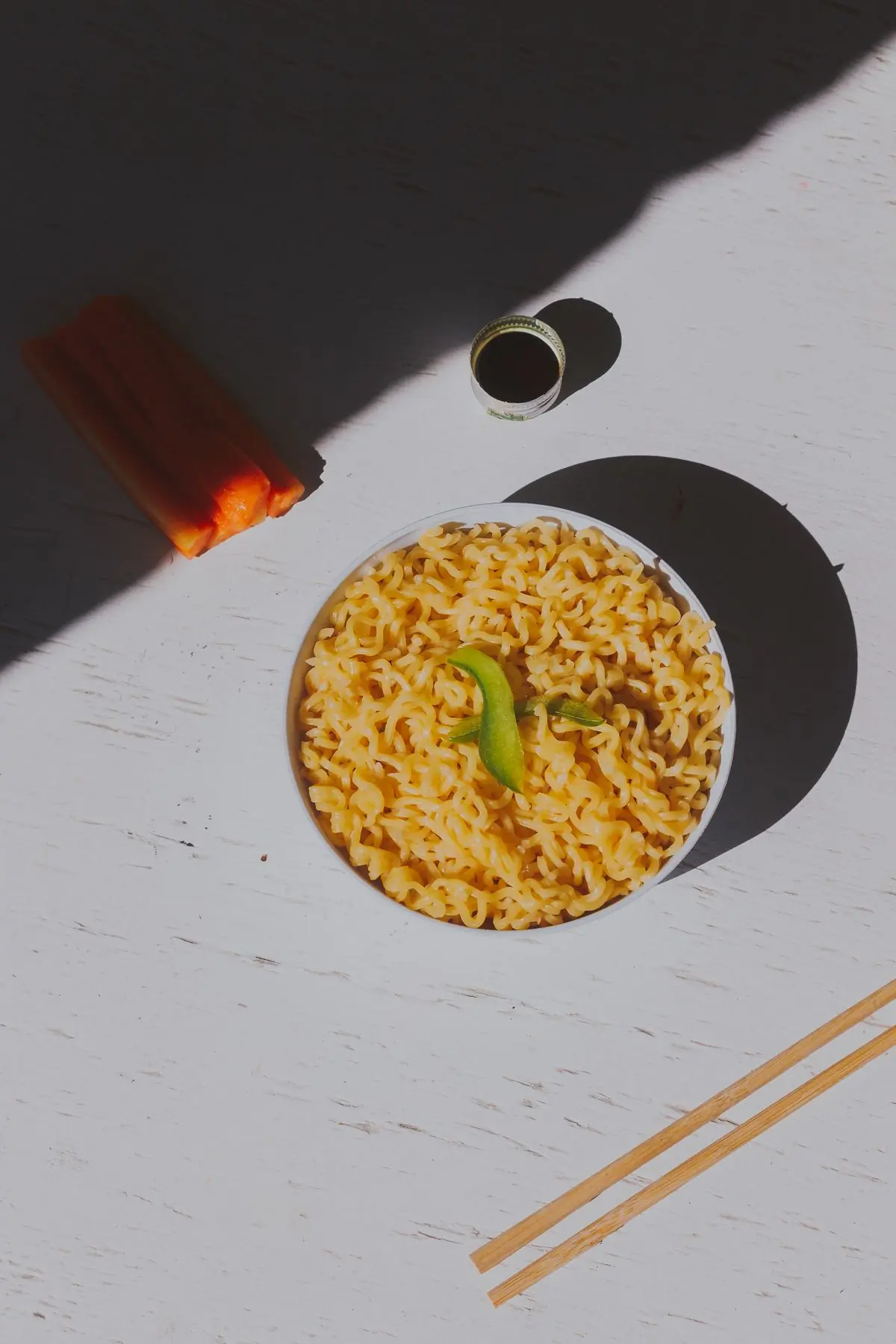 A bowl of fried rice photographed from above