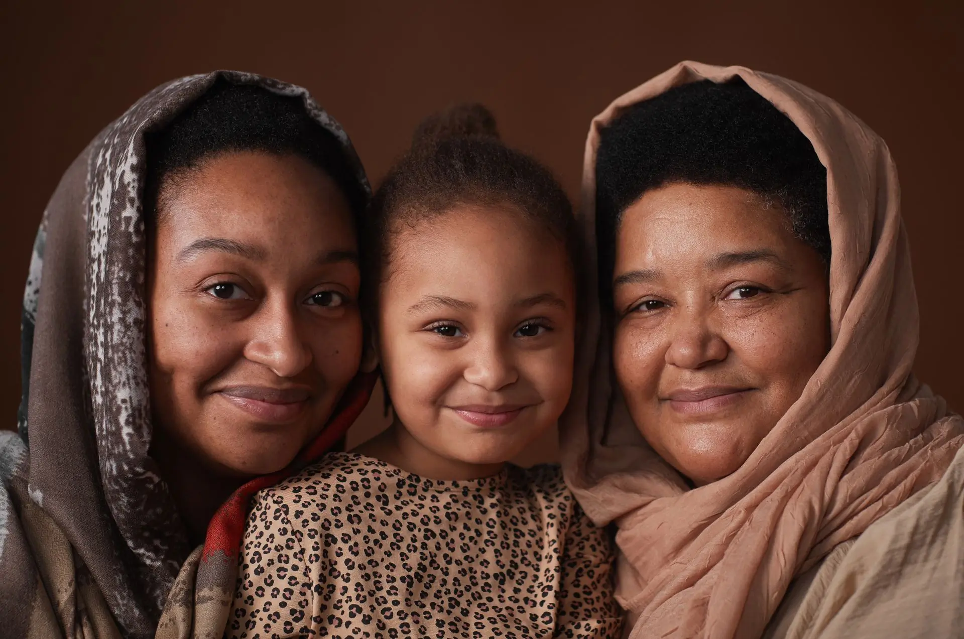Three generations of one family outside the hospital