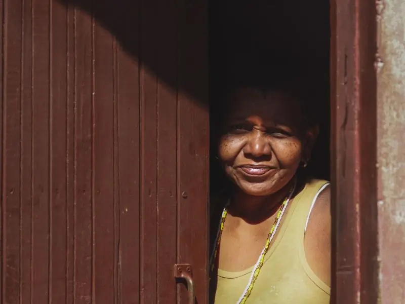 A patient at home after her recovery